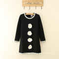 2016 the lastest design women dresses fashion black ladies dress children autumn dresses with daisy flowers